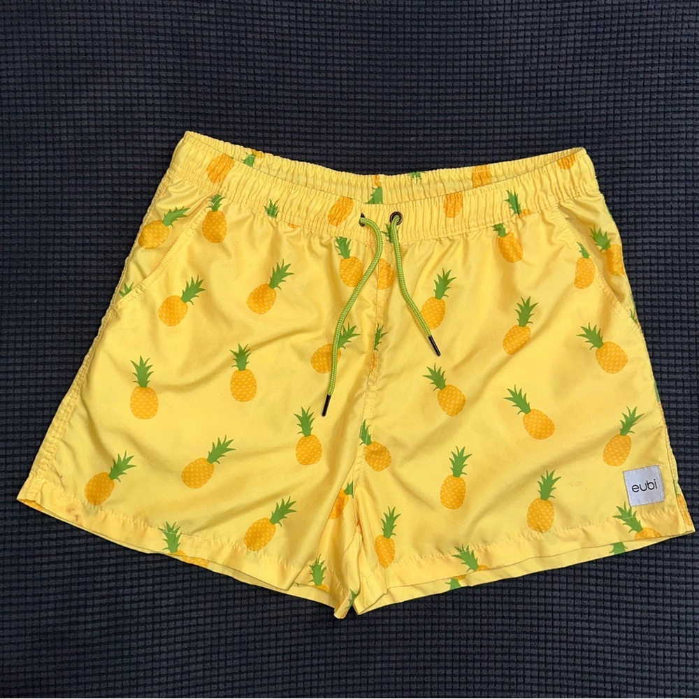 LIMITED TIME $5 Item! Yellow Pineapple Print Swim Trunks